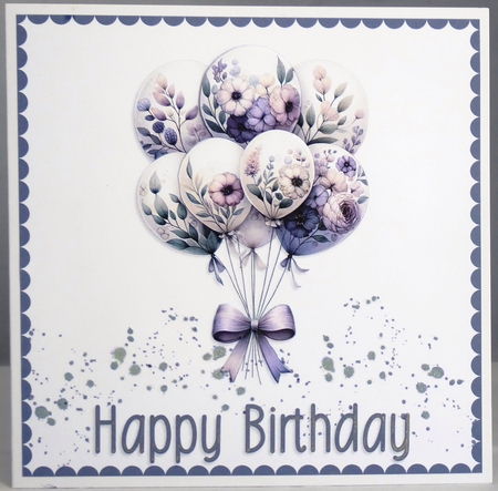 Card Topper - Ladies Floral Balloon Birthday Card by Irene Woods