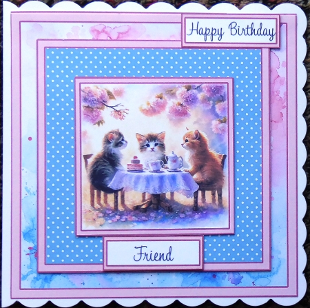 Kittens Admiring the Blossom 7 Inch Square Card by Irene Woods