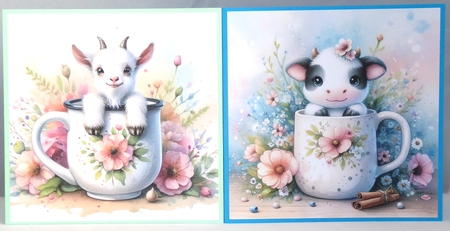 Watercolor Farm Animals in Mugs by Irene Woods