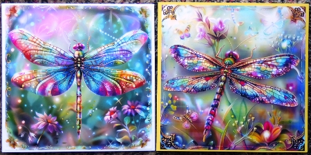 Stained Glass Dragonfly Card Toppers by Irene Woods