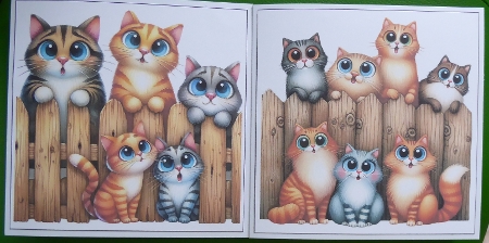 Funny Cats on a Fence Card Toppers by Irene Woods