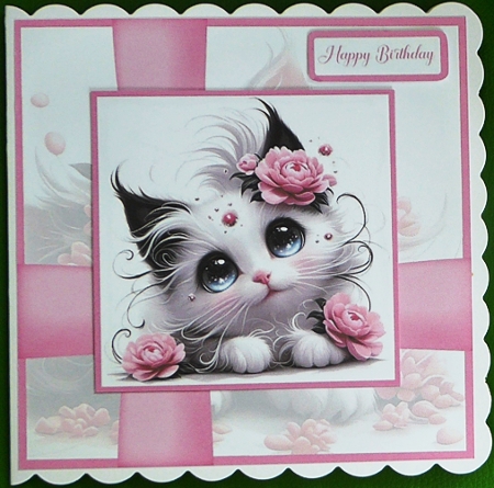My Sweet Fluffy Cat Card Front 6x6 by Irene Woods