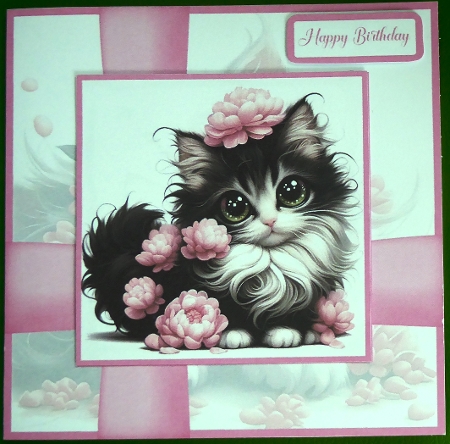 My Sweet Fluffy Cat Card Front 6x6 by Irene Woods