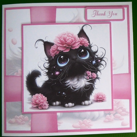 My Sweet Fluffy Cat Card Front 6x6 by Irene Woods