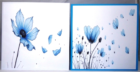 Charcoal Sketch of Blue Petals Card Toppers by Irene Woods