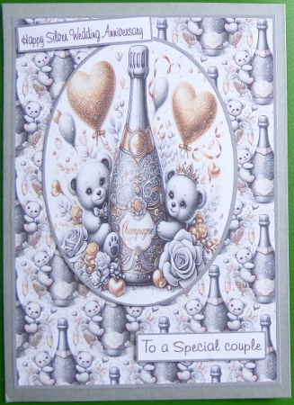 silver wedding card and topper  by Irene Woods
