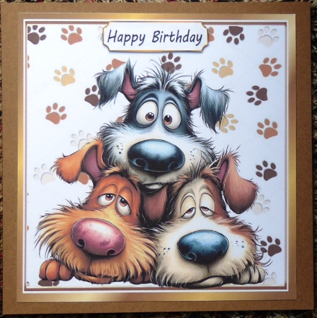 Funny Whimsical Dogs With Paw Prints 8x8 Card (SEVEN) by Irene Woods