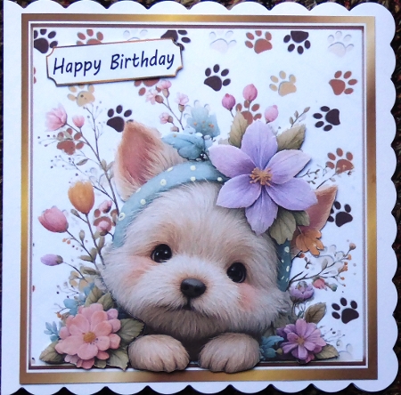 Cute Set Of 4 Playful Puppies 8x8 Card Mini Kit by Irene Woods