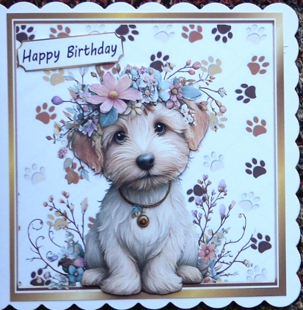 Cute Set Of 4 Playful Puppies 8x8 Card Mini Kit by Irene Woods