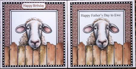 Cheeky Sheep Peeking Over Fence 8x8 (FOUR) by Irene Woods
