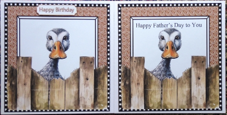 Funny Duck Peeking Over Fence 8x8 (SEVEN) by Irene Woods