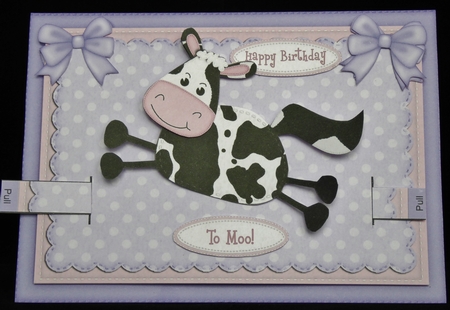 3D Milly Moo Cow Animated Moveable Decoupage Card Kit by Irene Woods