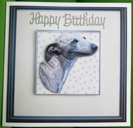 Whippet Portrait 3D Decoupage by Irene Woods