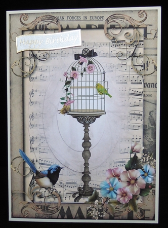 Shabby Chic Birdcage + Sheet Music Oval Pyramid by Irene Woods