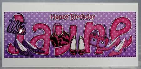 Large Dl Happy Birthday Jayne Quick Card & 3D Decoupage by Irene Woods