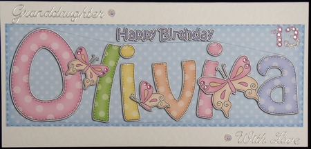 Large Dl Birthday Olivia Butterflies 3D Decoupage by Irene Woods