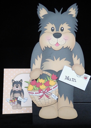 3D on the Shelf Card Kit - Westie Dog's Flowers for Mum by Irene Woods