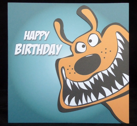 Cartoon Dog Birthday Card Front / Topper by Irene Woods