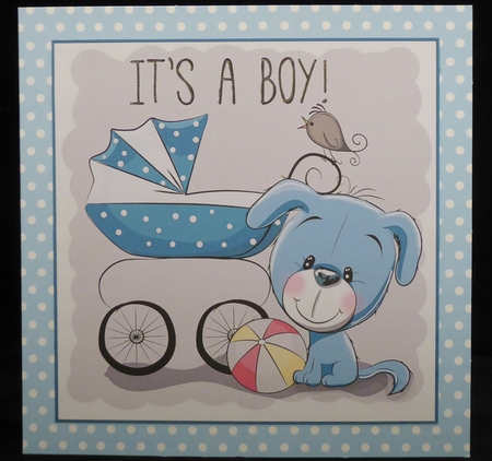 New Baby Boy - cute puppy card front / topper by Irene Woods