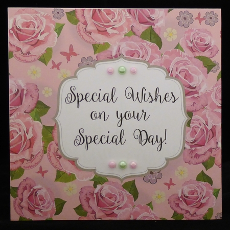 Pink Rose Square - Card front  / topper by Irene Woods