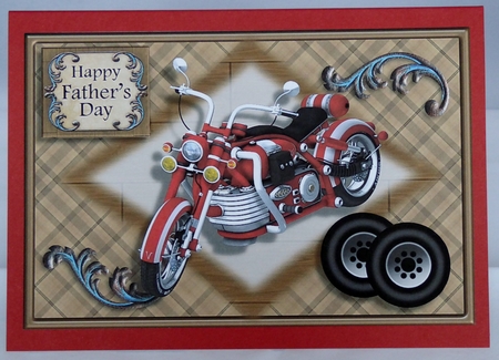 Red Motorbike Various Occasions Card Topper by Irene Woods