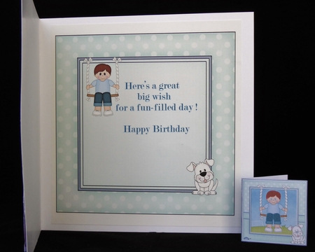8 x 8 Cute Little Boy is Swinging High matching square insert Panel by Irene Woods