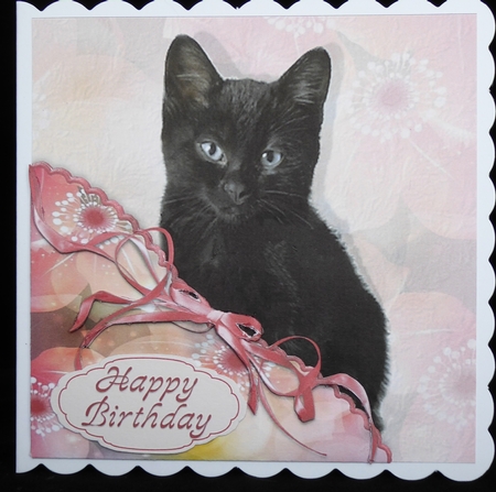 Cute Black Kitty with Embossed look and faux Corner Pocket by Irene Woods