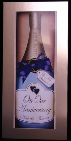 Large DL Husband On our Anniversary Champers in a Box 3D Decoupage by Irene Woods