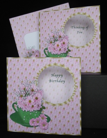PINK DAISY TEACUP MULTI-USE CARD by Irene Woods