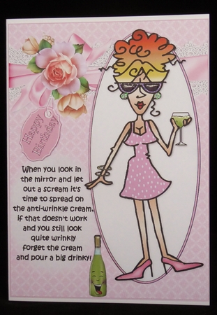 Rita and her anti wrinkle cream quick card by Irene Woods