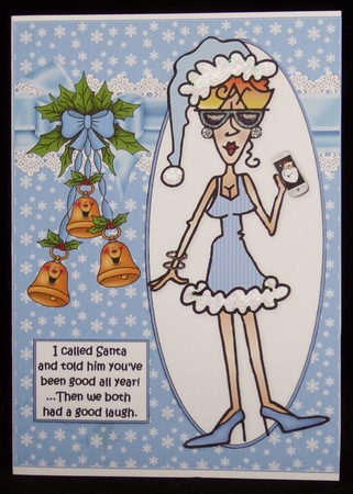 Rita has a laugh with Santa quick card by Irene Woods