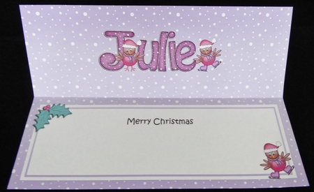 Large DL Merry Christmas JULIE insert by Irene Woods