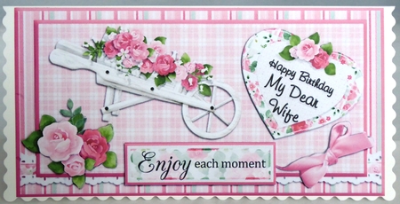 Quick DL Floral Birthday Card Front For My Dear Wife by Irene Woods