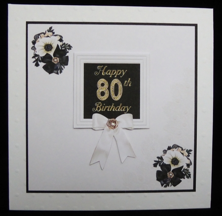Black & White 80th Birthday Card by Irene Woods