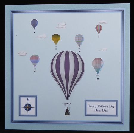 8 x 8 in Hot air balloon card front. by Irene Woods