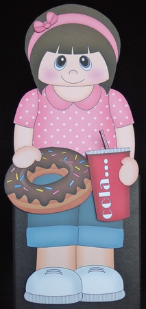 3D On the Shelf Card Kit - Cute Teen Girl Carisa has a Donut & Cola by Irene Woods