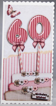 Vintage DL 60th Birthday Topper Cardkit 1294 by Irene Woods
