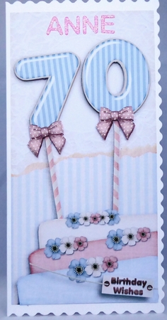 Vintage DL 70th Birthday Topper Cardkit 1294 by Irene Woods