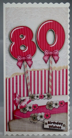 Vintage DL 80th Pink Birthday Topper Cardkit 1294 by Irene Woods
