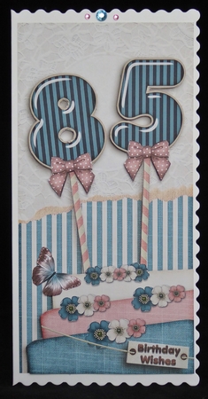 Vintage DL 85th deep blue Birthday Topper Cardkit 1294 by Irene Woods