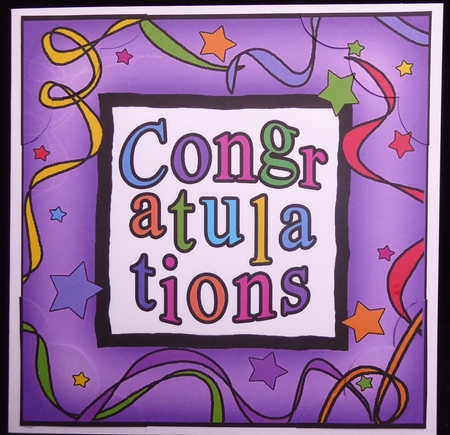 8 x 8 Congratulations Scalloped corner Topper by Irene Woods