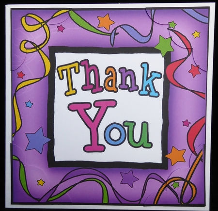 8 x 8 Thank You Scalloped corner Topper by Irene Woods