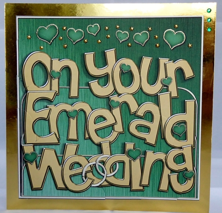On Your Emerald Wedding Anniversary Shell Edged Corner side stacker by Irene Woods