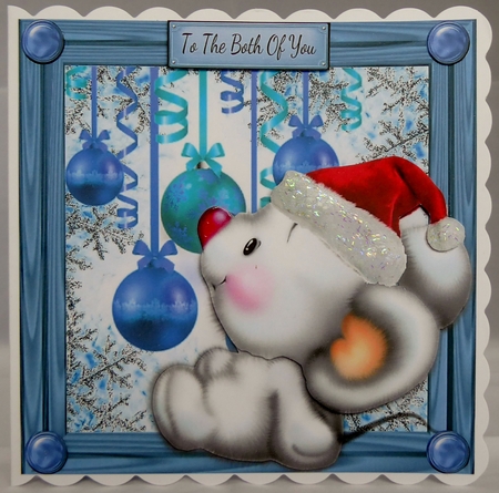 Santa Mouse With Bauble 8x8 Mini Kit by Irene Woods