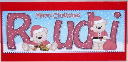 Large DL Merry Christmas RUDI 3D decoupage  by Irene Woods