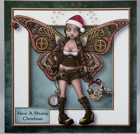 Christmas Steampunk Faery 8x8 by Irene Woods
