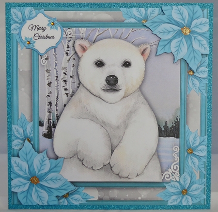 Gorgeous Polar Bear With Blue Poinsettia 8x8 Mini Kit by Irene Woods