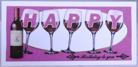 Birthday wine DL by Irene Woods