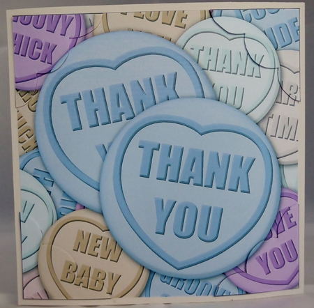 8 x 8 Thank You Sweet Heart Scalloped corner Topper by Irene Woods