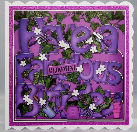 Have a Blooming Fabulous Birthday Shell Edged Corner Stacker by Irene Woods